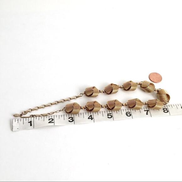 Vintage Chunky Gold Chain Necklace Love Knot Woven 60’s Retro Statement 16” Long - Picture 6 of 6